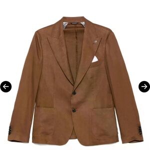 Daniele Alessandrini Brown Linen Two-Button Sport Coat